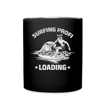 Surfboard Surfen Profi Loading Water Surfer - Tasse einfarbig - Schwarz - Vorne