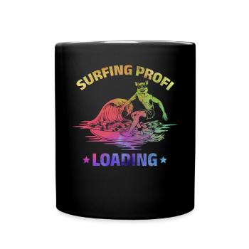 Surfer Surfing Profi Loading Lustiges Surfen - Tasse einfarbig - Schwarz - Vorne