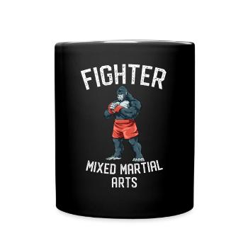 Gorilla MMA Kämpfer - Käfig Kämpfer Mixed Martial - Tasse einfarbig - Schwarz - Vorne