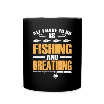 Pêcheur à la ligne & Pêche respirante Pêcheurs Pêche - Mug uni - noir - Devant
