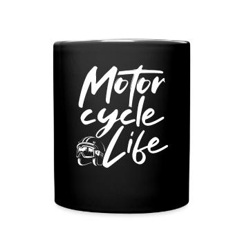 Motorradhelm Leben - Tasse einfarbig - Schwarz - Vorne