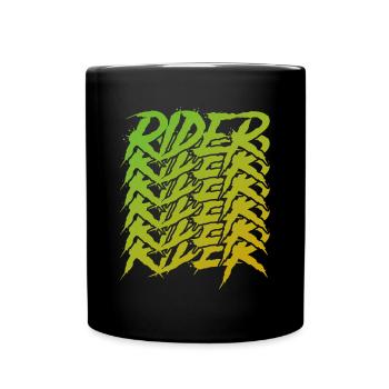 Grüner Motorradfahrer - Tasse einfarbig - Schwarz - Vorne