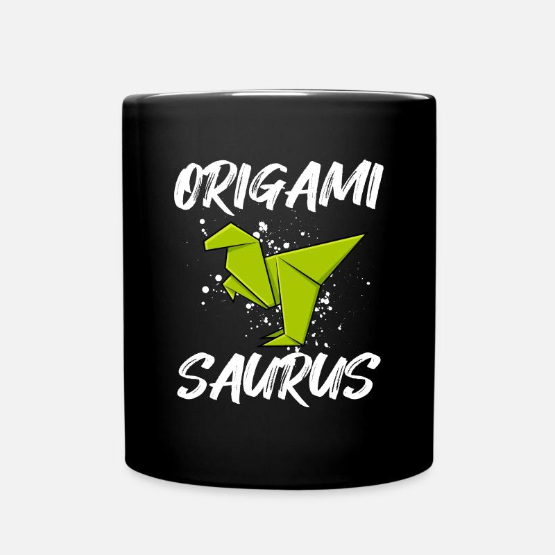 Origami Saurus / Dino, Dinosaurier Papier falten - Tasse einfarbig - Schwarz