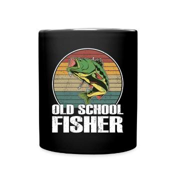 Pêcheur à la vieille école Pêche Pêcheur Pêche - Mug uni - noir - Devant