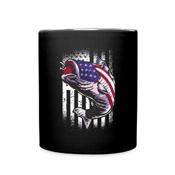Pêcheur USA Flag Pêche Pêche Pêcheur - Mug uni - noir - Devant