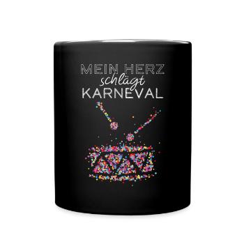 Trommel Trommler Karneval Köln Konfetti Kölle - Tasse einfarbig - Schwarz - Vorne
