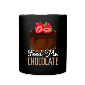 Feed Me Chocolate Cake Flavor Baker Foodie Choco - Full Colour Mug - black - Front