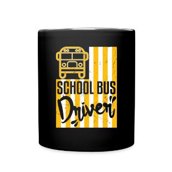 American Flag School Bus Driver Distressed - Full Colour Mug - black - Front