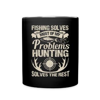 Tenue de pêche et de chasse amusante La pêche résout le mien - Mug uni - noir - Devant