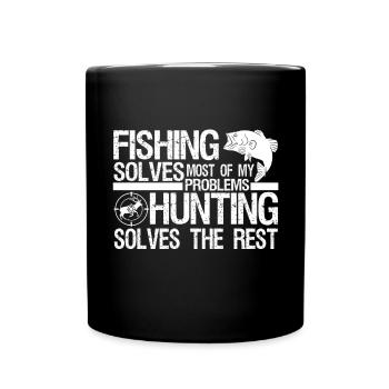 Tenue de pêche et de chasse amusante La pêche résout le mien - Mug uni - noir - Devant