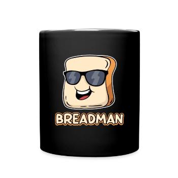 Breadman - Brot, Bäcker Lustiges Design - Tasse einfarbig - Schwarz - Vorne