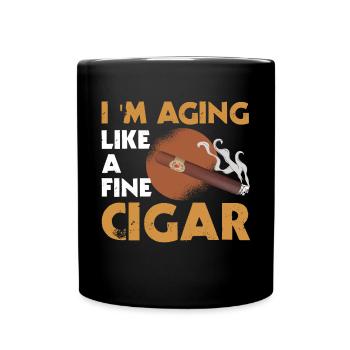 I Age Like A Fine Cigar Smoker - Full Colour Mug - black - Front