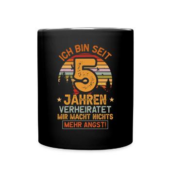 Rosenhochzeit 5 Jahre Verheiratet Hochzeitstag - Tasse einfarbig - Schwarz - Vorne