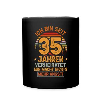 Leinenhochzeit 35 Jahre Verheiratet Hochzeitstag - Tasse einfarbig - Schwarz - Vorne