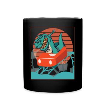 Roller Coaster T Rex Dinosaur - Full Colour Mug - black - Front