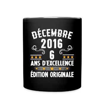 6 Ans Anniversaire Vintage Né(e) en Décembre 2016 - Mug uni - noir - Devant