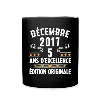 5 Ans Anniversaire Vintage Né(e) en Décembre 2017 - Mug uni - noir - Devant