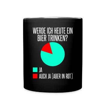 Werde ich heute ein Bier trinken? Ja oder ja (nur - Tasse einfarbig - Schwarz - Vorne