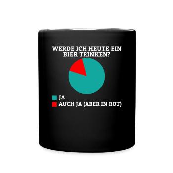 Werde ich heute ein Bier trinken? Ja oder ja (nur - Tasse einfarbig - Schwarz - Vorne