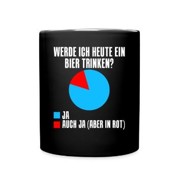 Werde ich heute ein Bier trinken? Ja oder ja (nur - Tasse einfarbig - Schwarz - Vorne