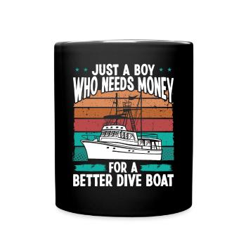 Spearfisher Dive Boat Freediving Apnoe Diver - Tasse einfarbig - Schwarz - Vorne