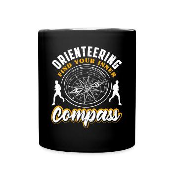 Find Your Inner Compass Orienteer Running - Full Colour Mug - black - Front