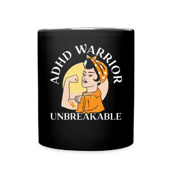 ADHD Warrior Unbreakable Embrace Neurodiversity - Full Colour Mug - black - Front