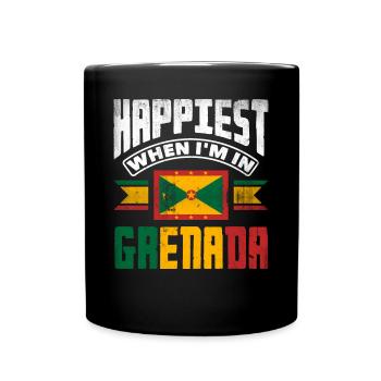 Grenade Grenade Grenadian Drapeau Grenadien le plus heureux quand je suis - Mug uni - noir - Devant