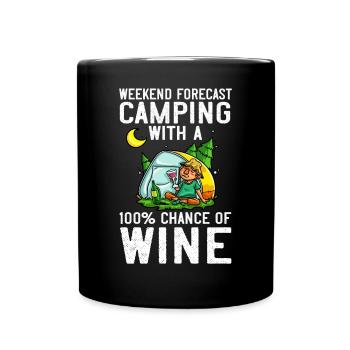 Camping Wine Drinker Beginner Camper Hiking - Full Colour Mug - black - Front