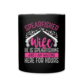 Spearfisher Épouse Apnée Apnée Plongeur Speargun - Mug uni - noir - Devant