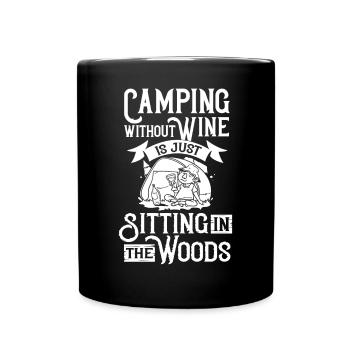 Camping Wine Drinker Beginner Camper Hiking - Full Colour Mug - black - Front