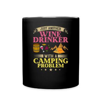 Camping Wine Drinker Beginner Camper Hiking - Full Colour Mug - black - Front