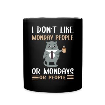 Moufle du matin Je déteste les gens du matin Café de chat - Mug uni - noir - Devant