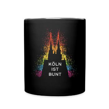 Kölner Dom Regenbogenfahne Gay LGBTQ Pride - Tasse einfarbig - Schwarz - Vorne