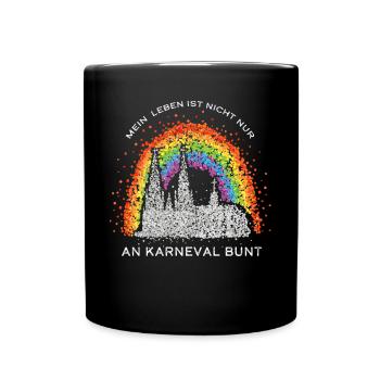 Kölner Dom Karneval 5. Jahreszeit Regenbogenfahne - Tasse einfarbig - Schwarz - Vorne