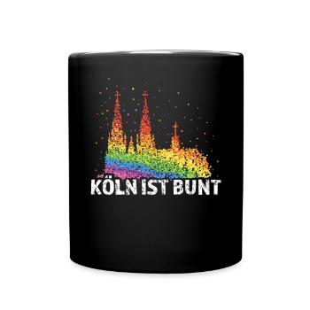 Kölner Dom Regenbogenfahne Pride LGBTQ Homosexuell - Tasse einfarbig - Schwarz - Vorne