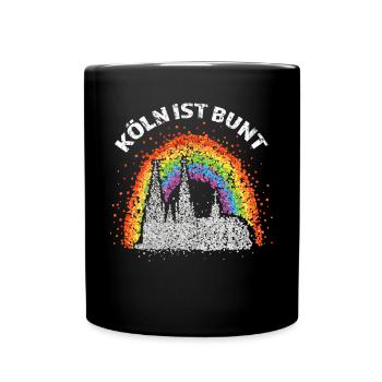 Kölner Dom Regenbogenfahne Transgender Homosexuell - Tasse einfarbig - Schwarz - Vorne
