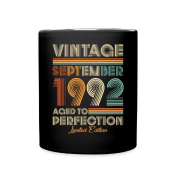Vintage Aged To Perfection September 1992 - Full Colour Mug - black - Front