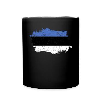 Estland Flagge Grunge Estland Fahne - Tasse einfarbig - Schwarz - Vorne