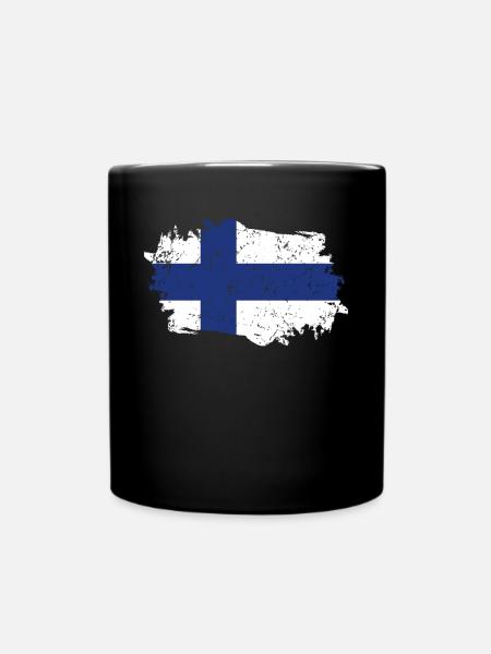 Finnland Flagge Grunge Finnland Fahne - Ensfarvet krus - sort