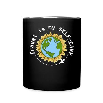 Reisen ist meine Selbstpflege psychische Gesundhei - Tasse einfarbig - Schwarz - Vorne