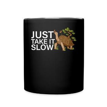 Nehmen Sie es einfach langsam süße Schildkrötenmot - Tasse einfarbig - Schwarz - Vorne