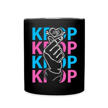 Saranghae Kpop Kdrama Finger Herz Südkoreanische D - Tasse einfarbig - Schwarz - Vorne