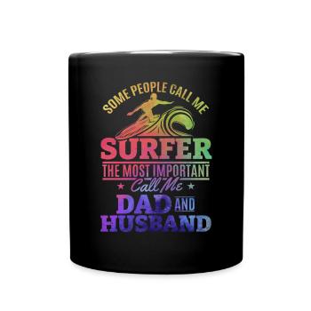 Surfer Daddy Surfer Daddy Surfboard Surfer Papa - Full Colour Mug - black - Front