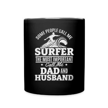 Water Surfer Papa Surfing Daddy Surfboard Surfer - Full Colour Mug - black - Front
