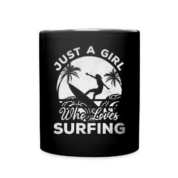 Surfer Girls Surfing Girl - Just a girl who - Full Colour Mug - black - Front