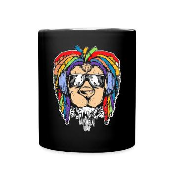 Löwenkopf Rasta Reggae Regenbogen Dreadlock Leo Zo - Tasse einfarbig - Schwarz - Vorne