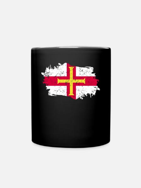 Guernsey Flagge Grunge Guernsey Fahne - Tasse einfarbig - Schwarz