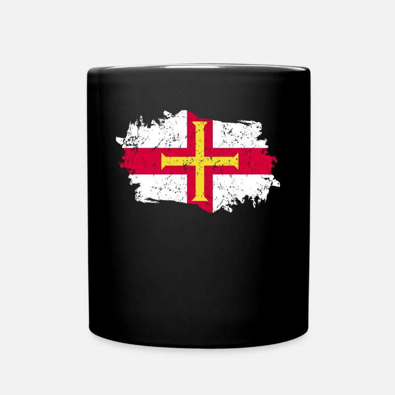 Guernsey Flag Grunge Guernsey Flag - Full Colour Mug - black