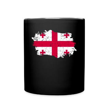 Drapeau de Géorgie Grunge Drapeau de Géorgie - Mug uni - noir - Devant